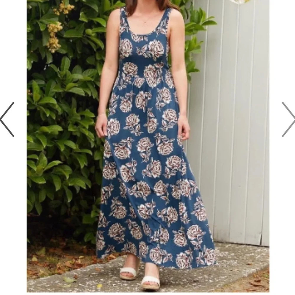 Matilda Jane maxi floral super soft dress size medium with pockets spandex rayon